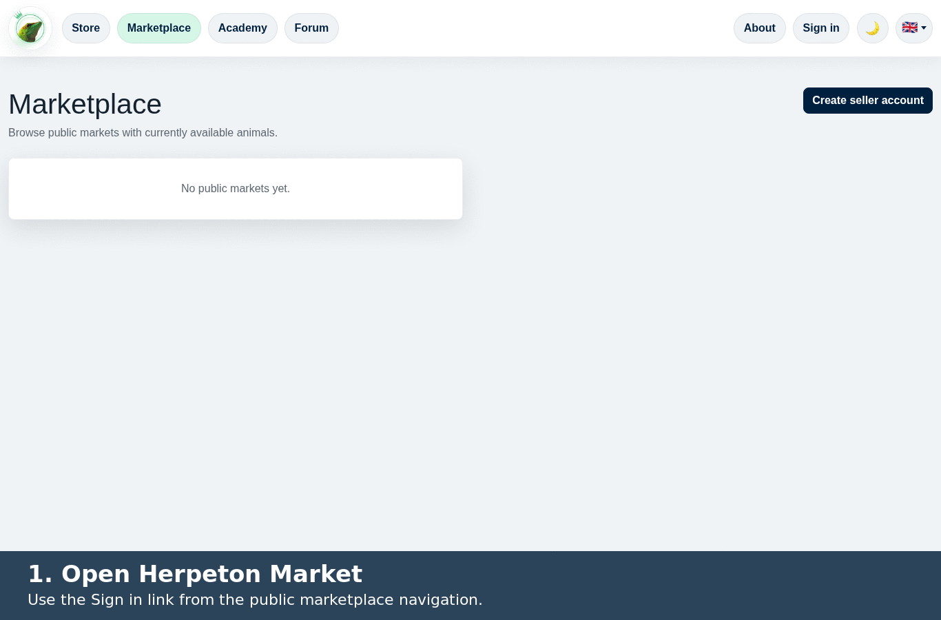 Step-by-step Google login in Herpeton Market